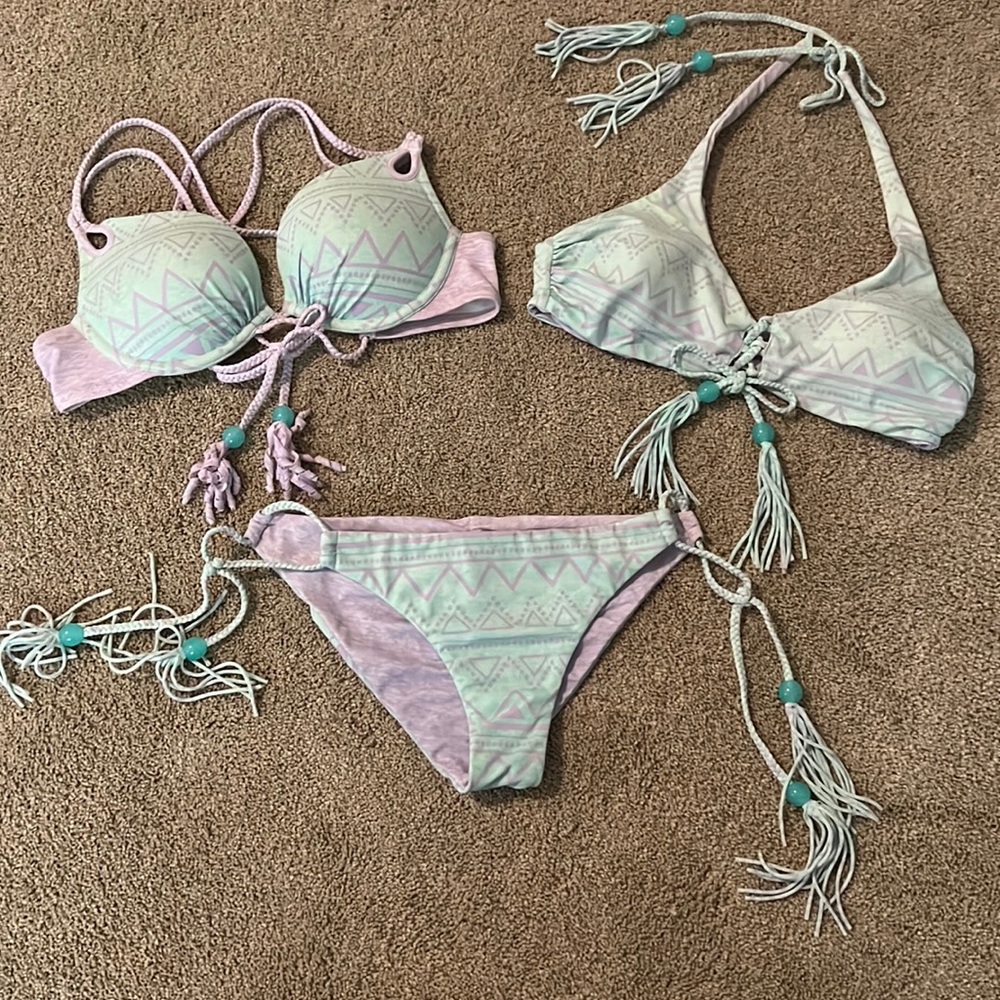 Victoria Secrets swim collection Aztec blue/purple print